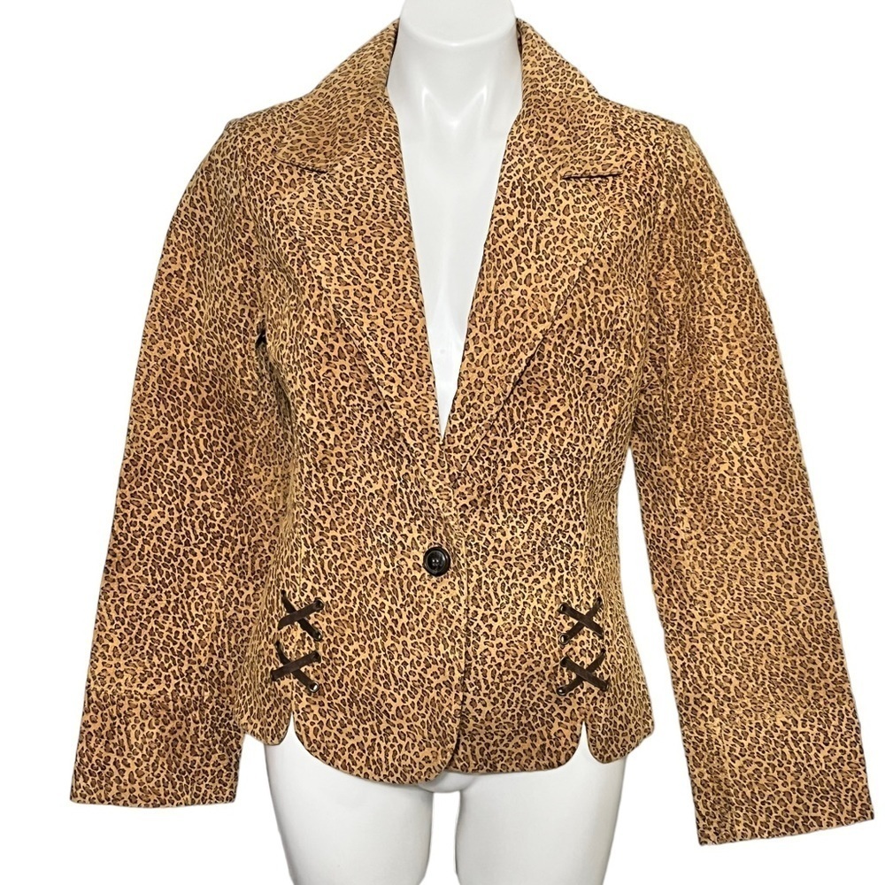 Lew Magram Collection Leopard Print Leather Jacket Size 10